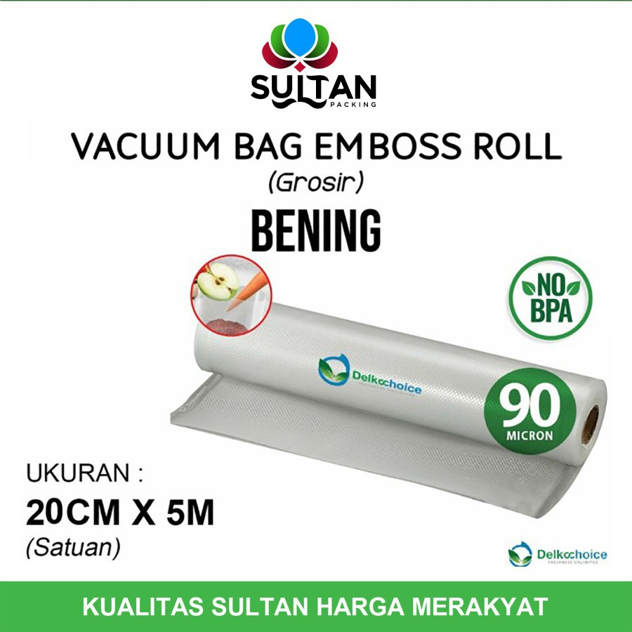 Plastik Vacuum Embossed Roll 20cm x 5Meter Vakum Emboss Delkochoice