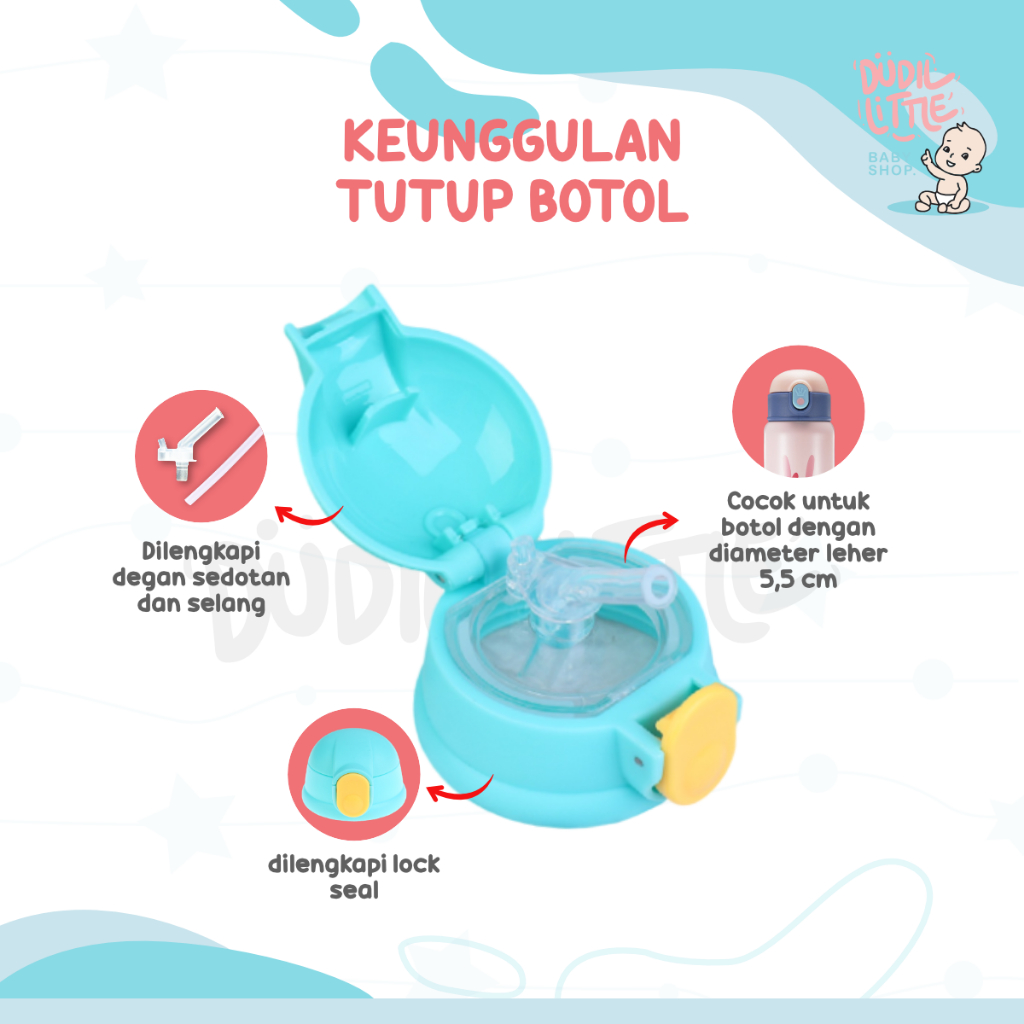 Tutup botol air minum anak dengan sedotan vacum thermocup bottle cover 100% Bergaransi