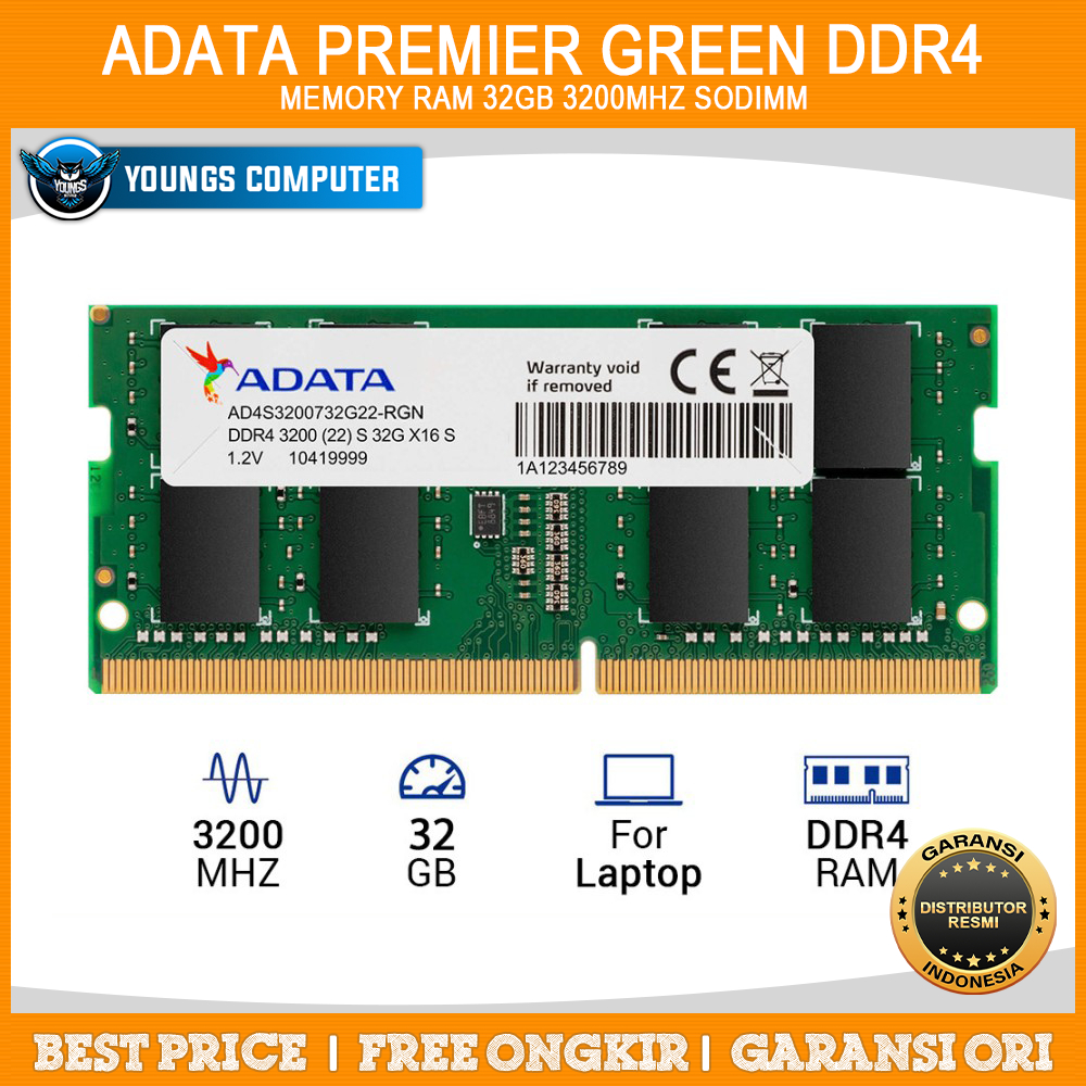 ADATA DDR4 32GB 3200MHz - PREMIER GREEN SODIMM