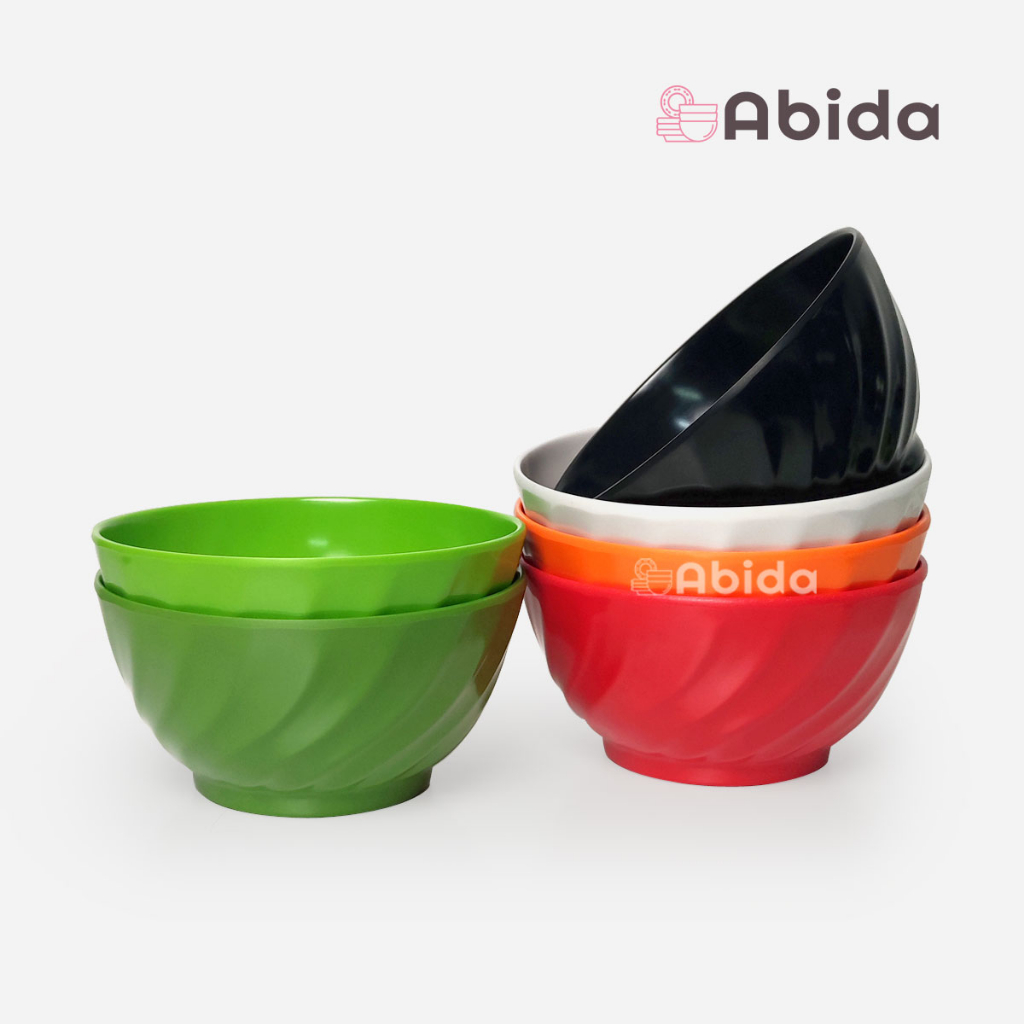 Abida 1 Lusin Mangkok Ulir Melamin 6 inch - Mangkok Lusinan - Mangkok Mie - Mangkok Bakso - Grosir M