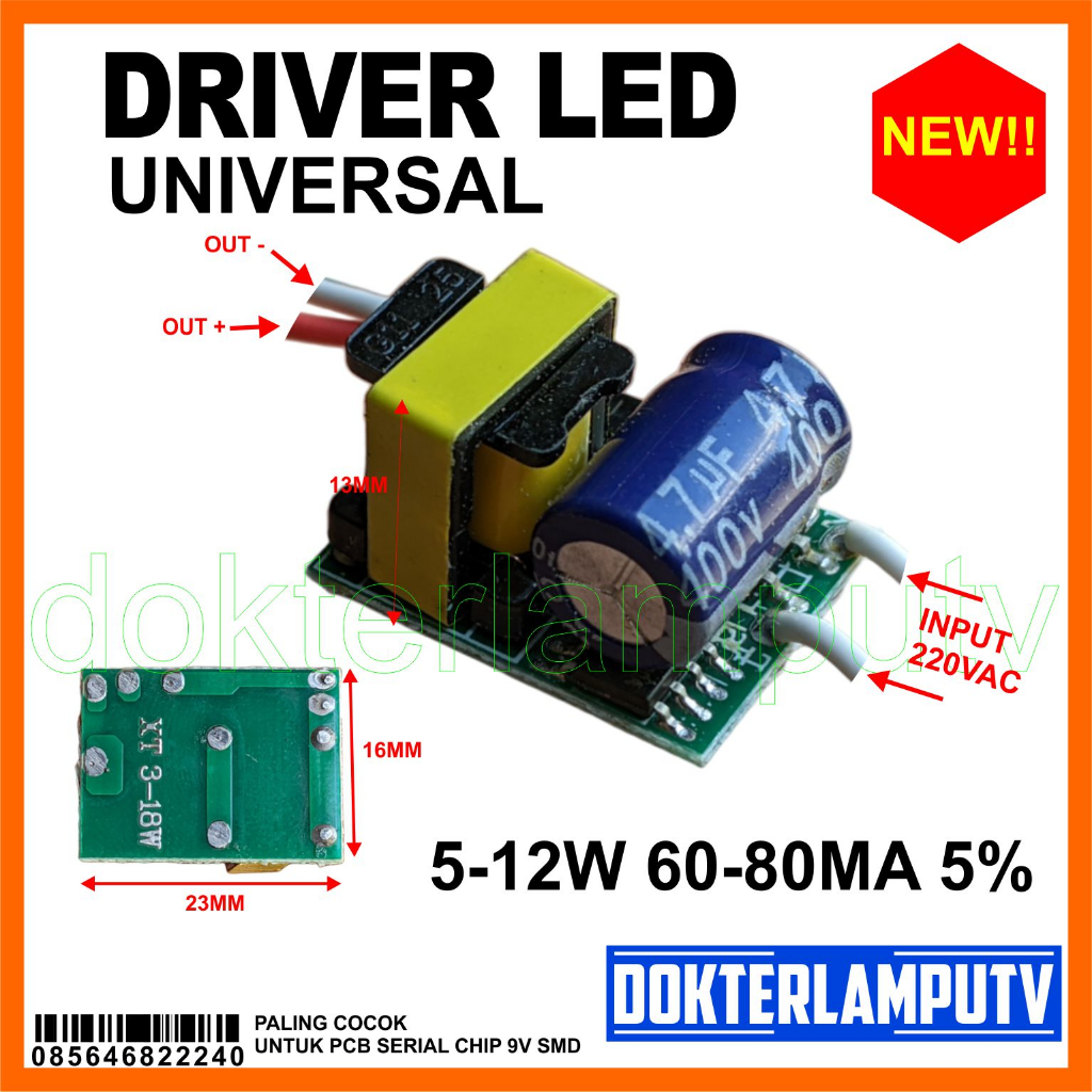 DRIVER LED 220V 4.7UF 80MA UNTUK SERVIS LAMPU LED , UNTUK PROYEKTOR LED DIY , PROJEK LED SOROT DLL