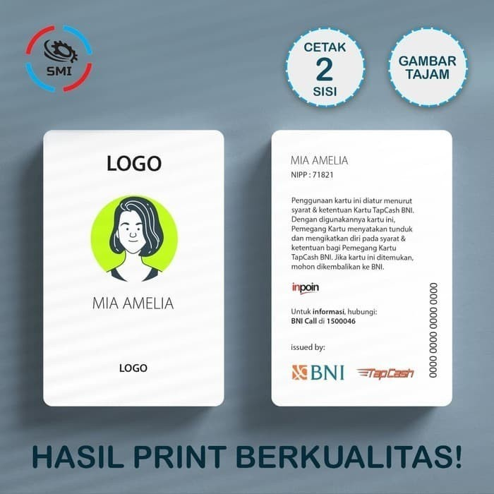 

Print UV Kartu ID Card / Name tag Karyawan Staff Custom