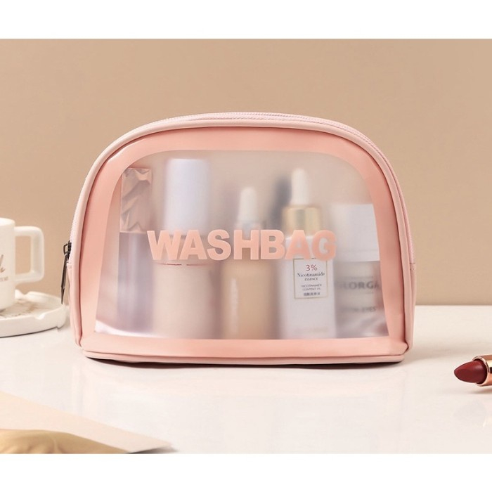 ELDE 1 - Tas Kosmetik WASHBAG Bahan PVC Kulit PU Waterproof Transparant Pouch Travel Organizer