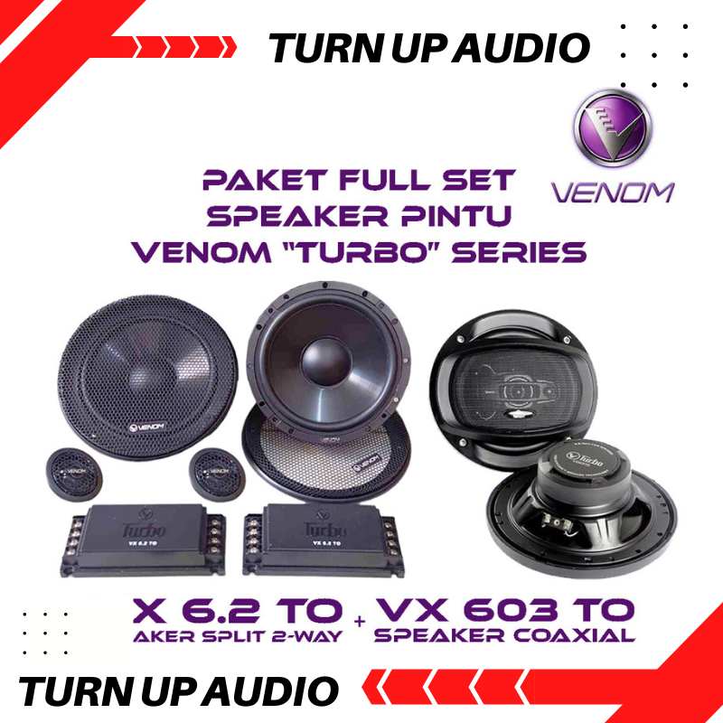 Paket Audio Mobil VENOM TURBO SERIES Speaker VX 6.2 TO + VX 603 TO ORIGINAL speaker pintu depan + be