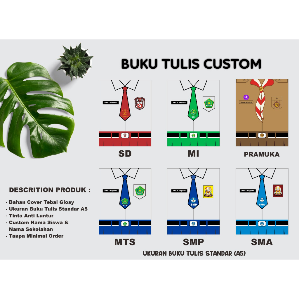 

TERMURAH!! Buku Tulis Custom SERAGAM SEKOLAH CEWEK