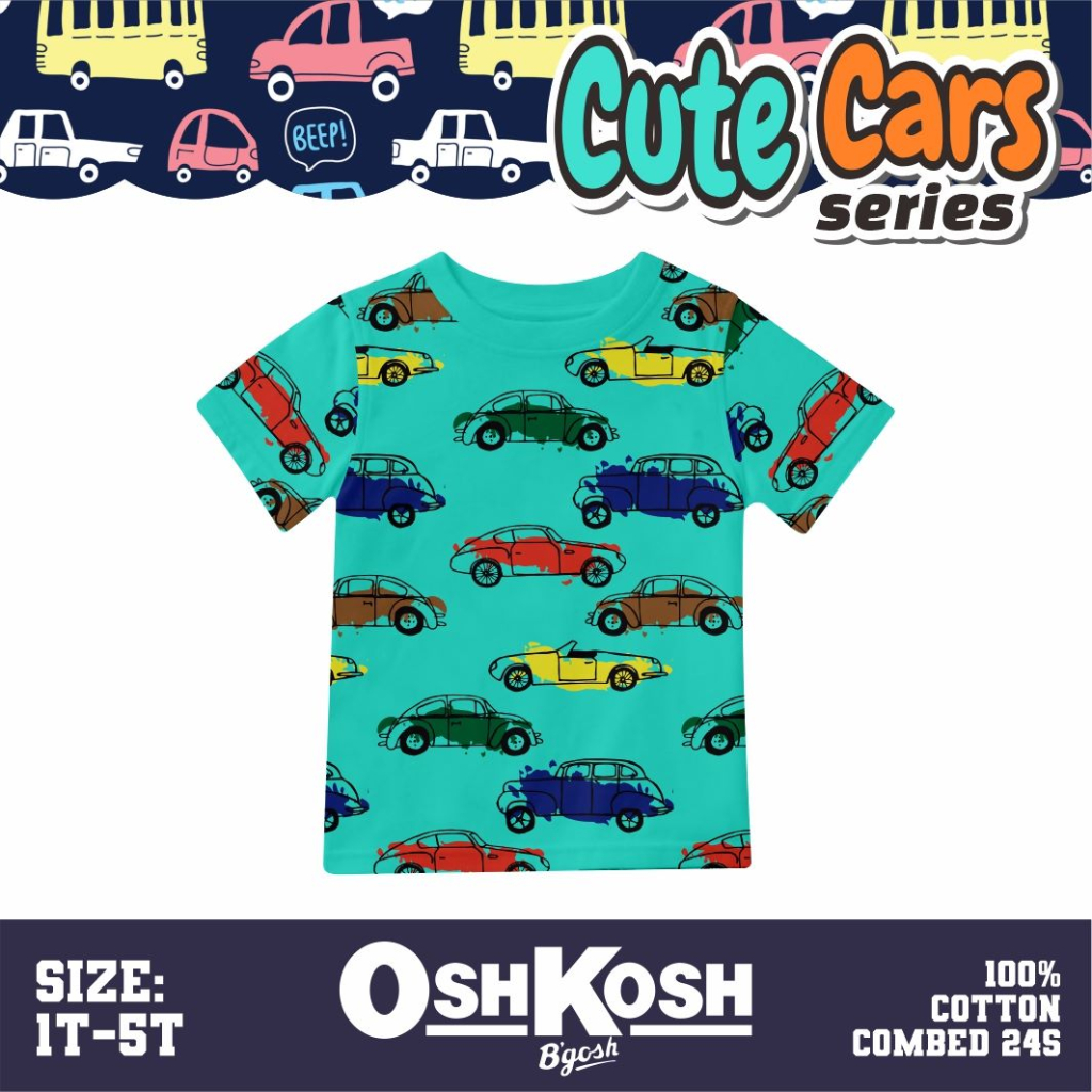 0shkosh Kaos Baby Cars Kaos Anak Usia 1 Sd 5 Tahun -KBS