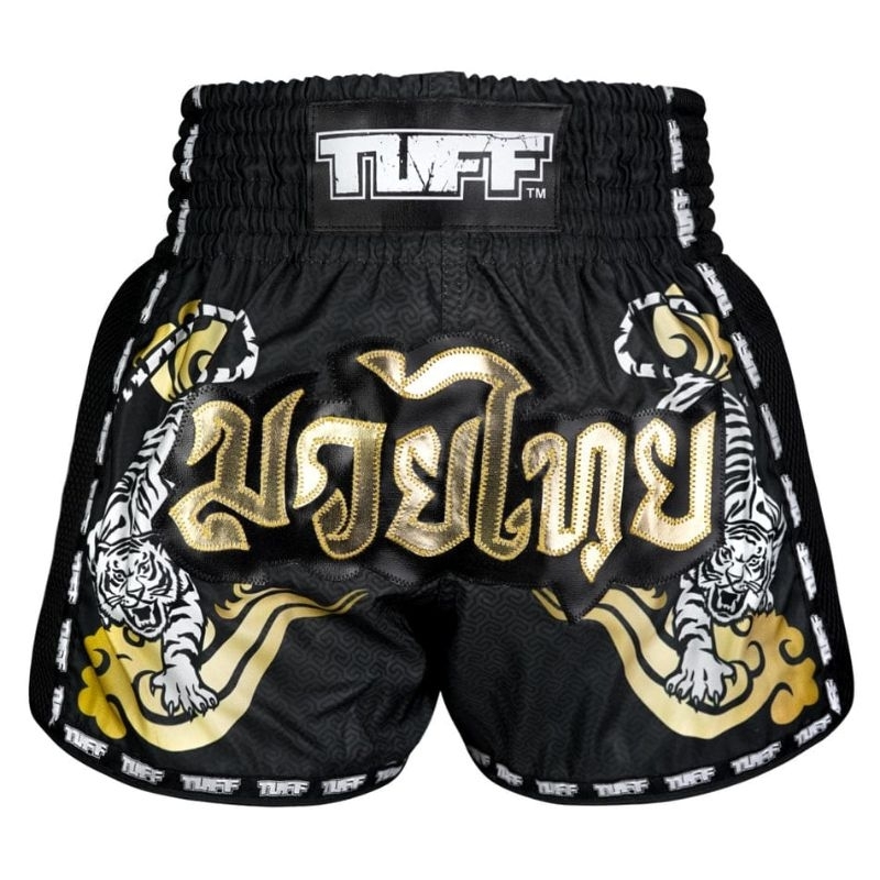 Tuff tuffsport Muaythai Short pants celana beladiri New Retro MSC120 double tiger with gold text