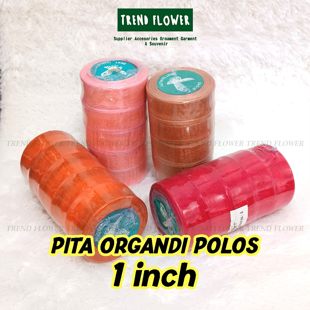 Pita Organdi Polos 1 inch Aksesoris Kado Tali Hampers