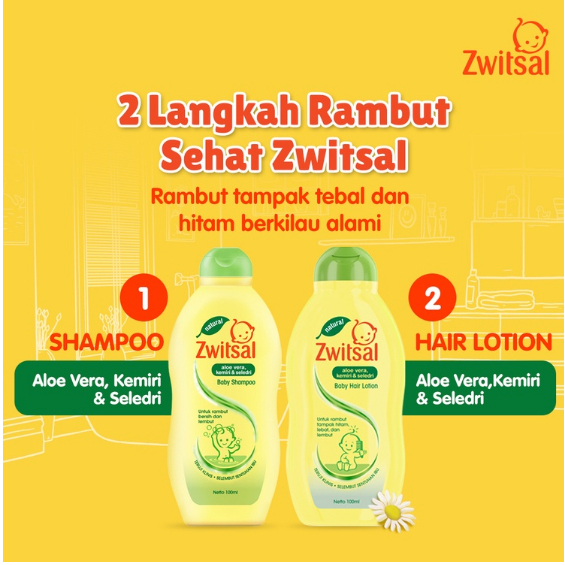 ORIGINAL ZWITSAL Baby Natural Shampoo Aloe Vera, Kemiri, Seledri 100ml / Sampo Bayi / LEDI MART