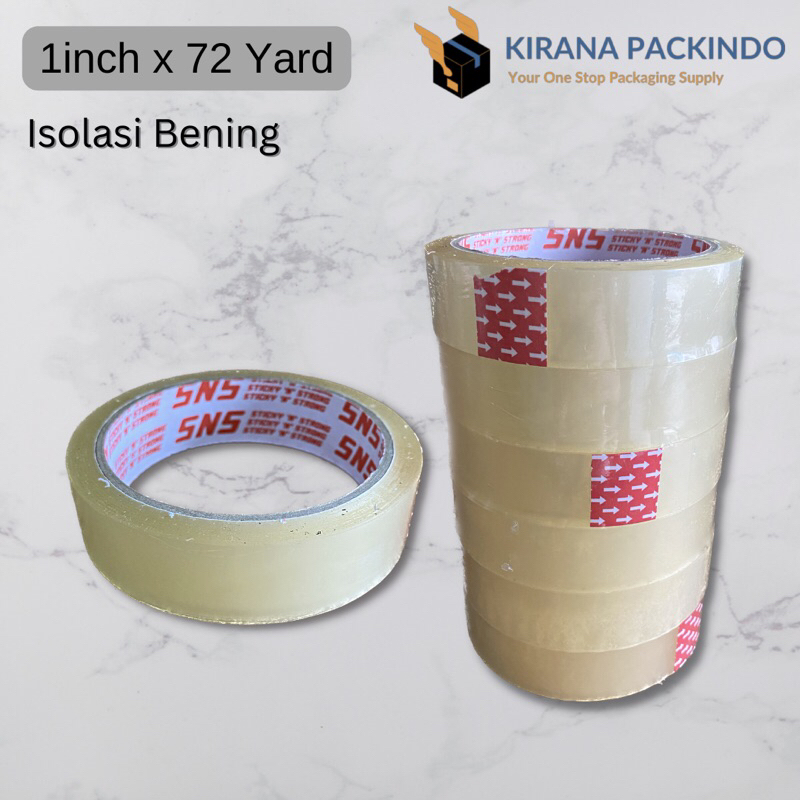 

Isolasi / Selotip Merk SNS 1 inch x 72 Yard Bening