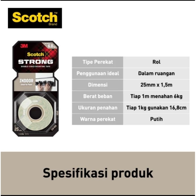 

Scotch 3m Perekat isolasi indoor mounting tape 110-S25 25 MM × 1,5 M