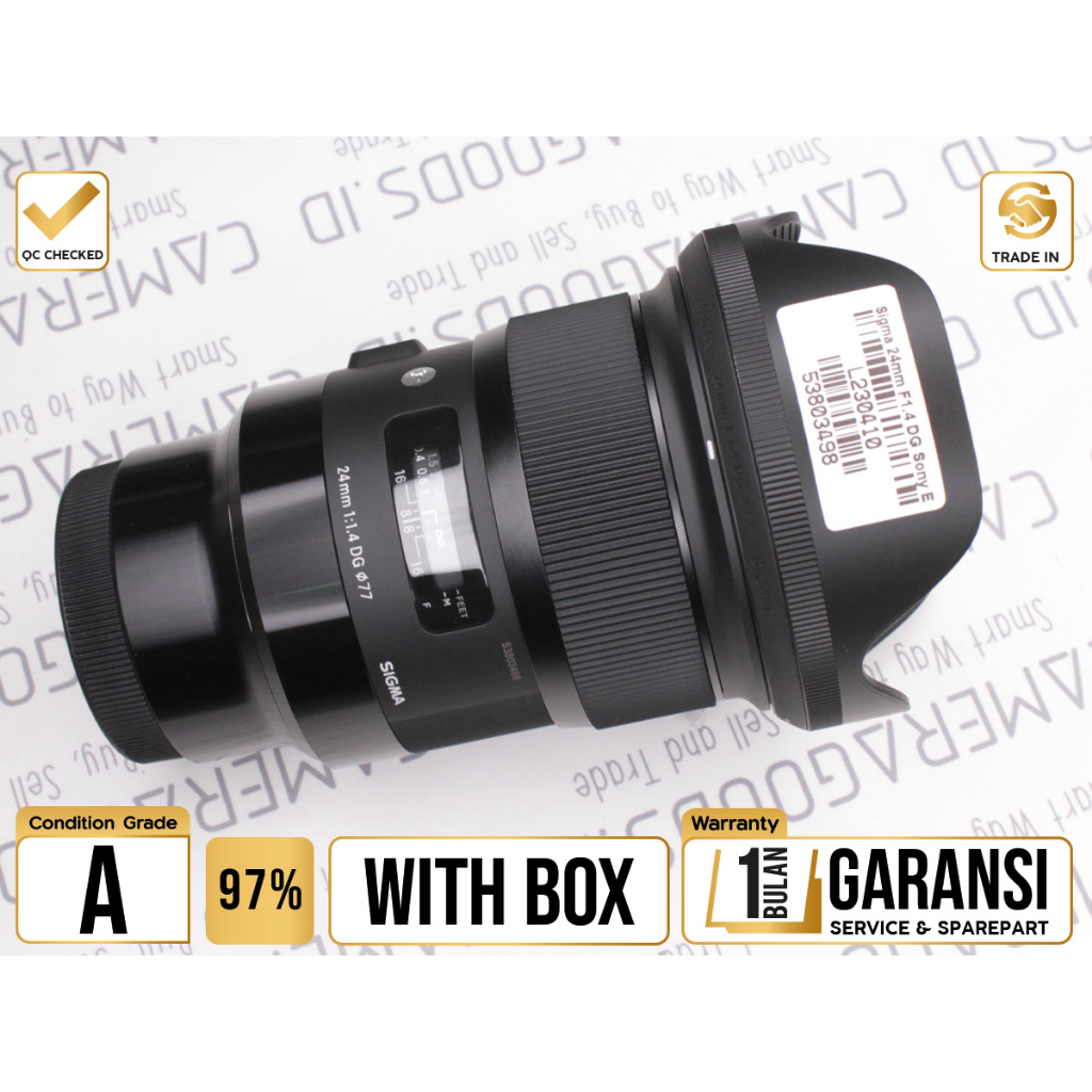 Sigma Lens 24mm F1.4 ART DG HSM For Sony E-mount - Grade A - L230410