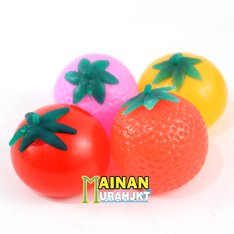 MAINAN ANAK SQUISHY BUAH BUAHAN STRAWBERY TOMAT STRESS BALL SMASH WATER BALL BUAH