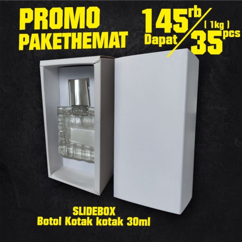 

(PAKET HEMAT 1 KG) isi 35pcs SLIDE BOX PUTIH POLOS / Insert Kotak drat 30ml