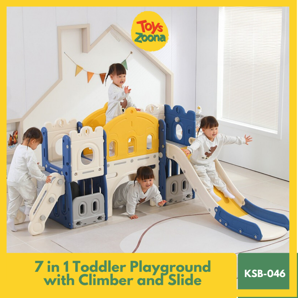 NEW! ToysZoona 7 in 1 Toddler Castle with Climber and Slide Multi-Function Kids Large Playground Playhouse Activity Playpen