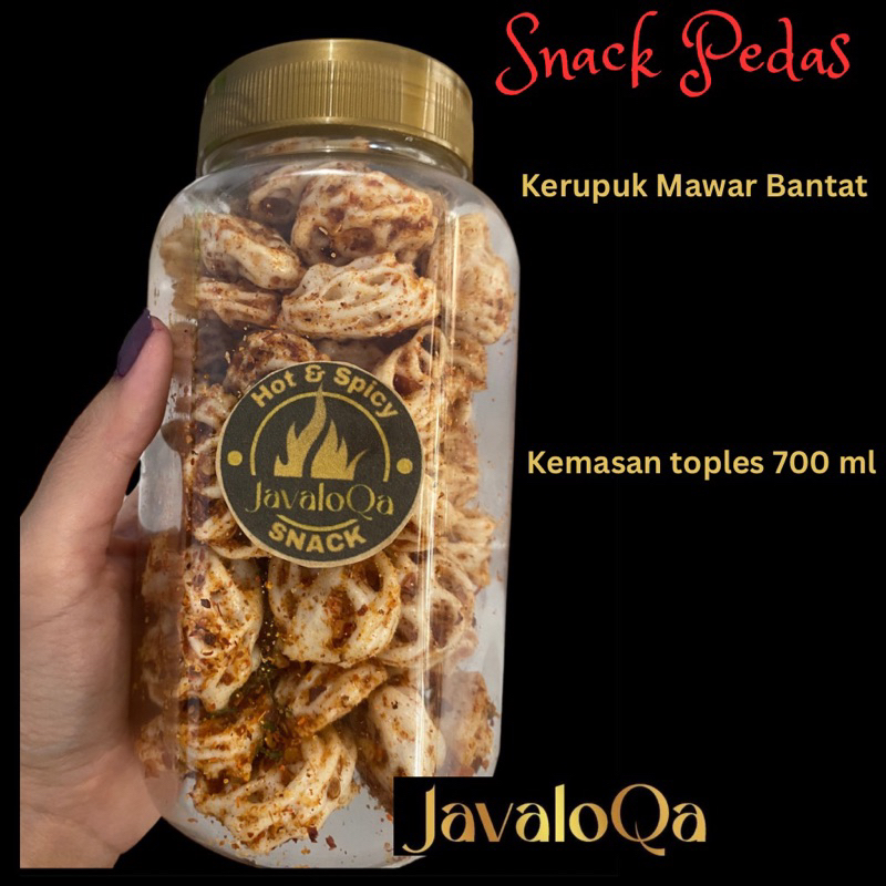 

JAVALOQA SNACK KERUPUK MAWAR PEDAS, KEMASAN TOPLES 700ML ANEKA CAMILAN KRUPUK KRIBO CABE