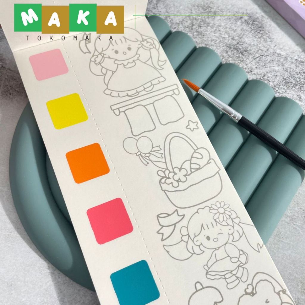 

buku magic water color painting JBE 30 cute girl buku mewarnai dengan cat air buku gambar mewarnai