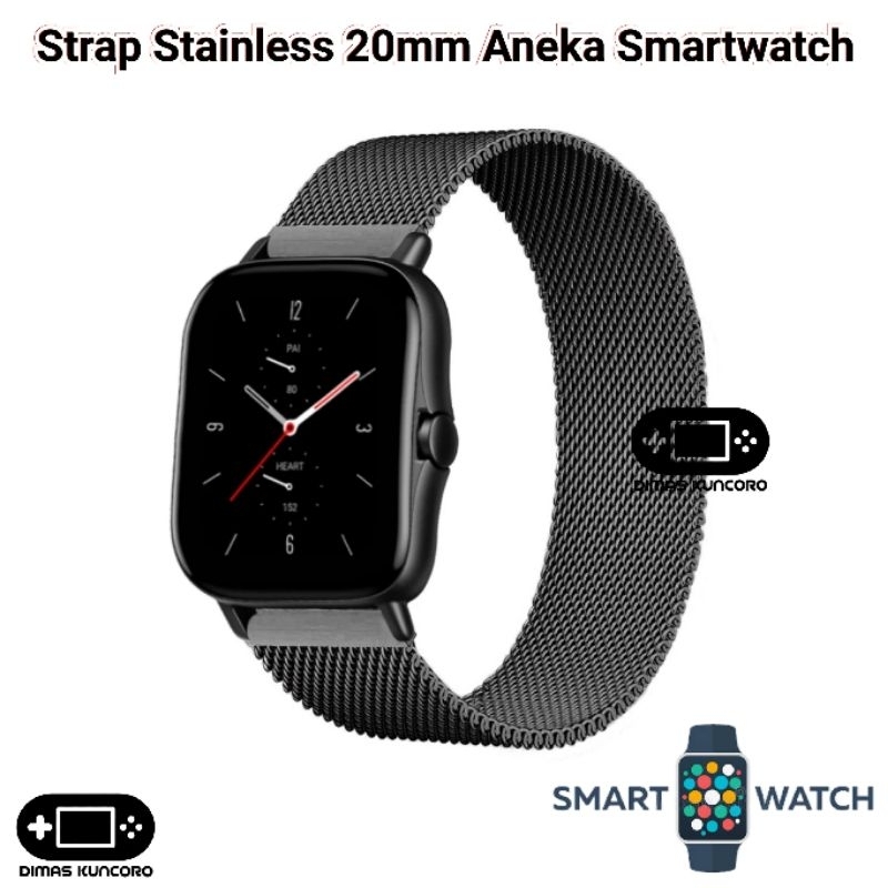 Strap Stainless 20mm Aukey Smartwatch SW 1P 1S 1 SW-1P SW-1S SW-1 Steel Tali Jam Metal