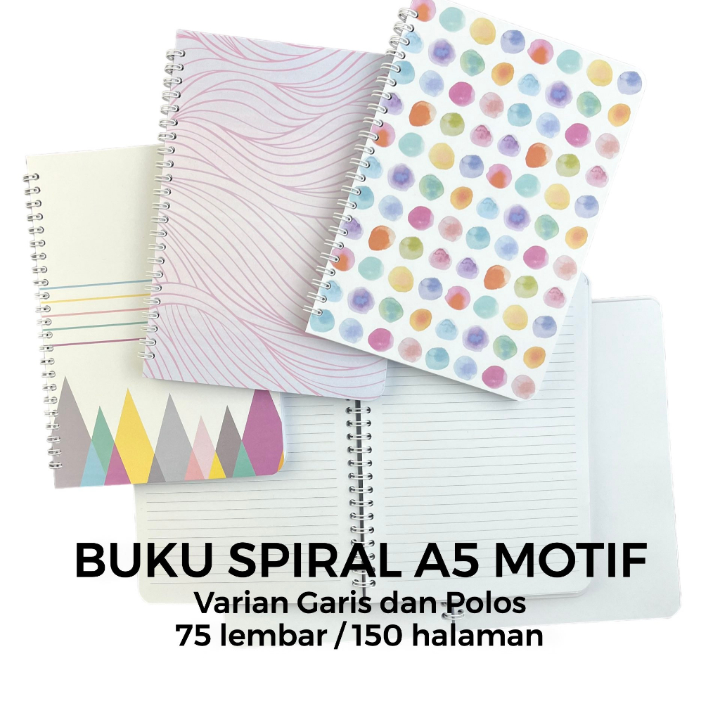 

Buku Spiral A5 estetik isi garis dan polos