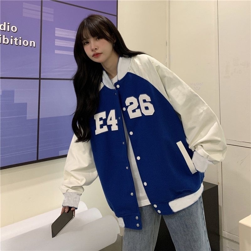 Jaket Varsity Baseball Big Size ( S - 6XL ) E4 26 Jaket Bisbol Bomber Kancing FLeece Unisex 6XL 5XL 4XL 3XL 2XL XL L M XXXL XXXXL Jacket Reglan Boy Girl Jumbo Mix Kombinasi 2 Warna Two Tone Street Style Hip HOP Navy Hitam Putih Maroon Biru Elektrik Benhur