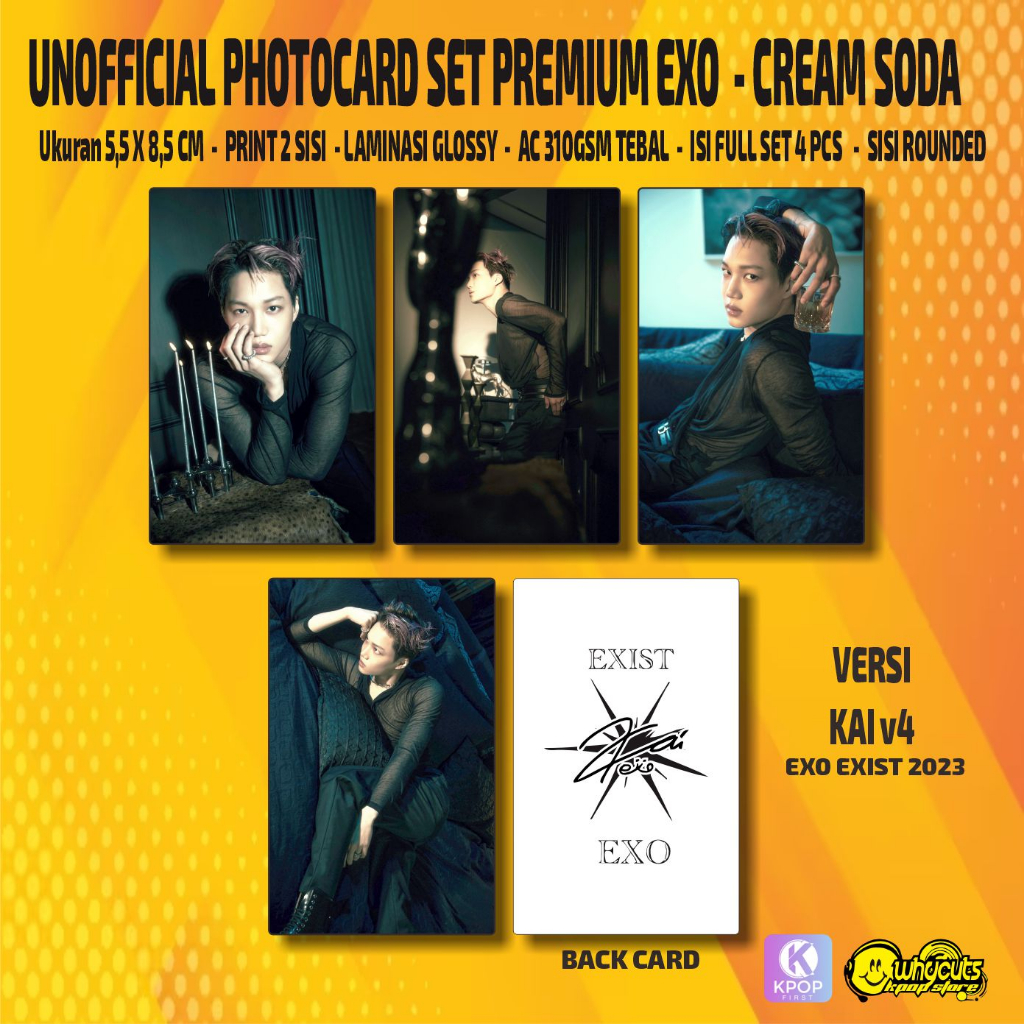 Unofficial Photocard Set Premium EXO Cream Soda / Print 2 sisi laminasi glossy / anti air