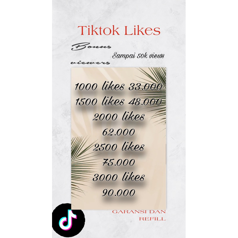 TIKTOK LIKES 1000 TERMURAH ANTI DROP BUKAN BOT. BONUS VIEWERS