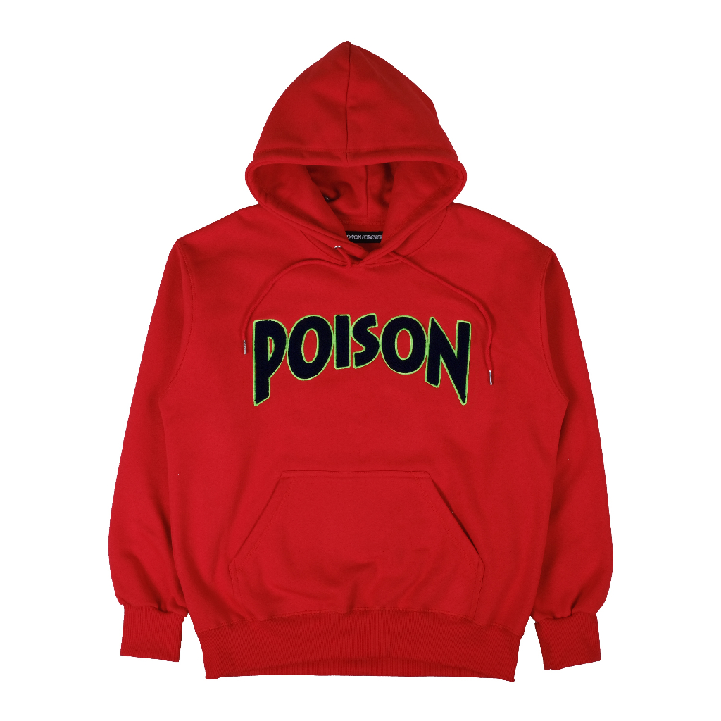 POISON FOREVER - Row Logo Hoodie Red - Heavyweight 330GSM
