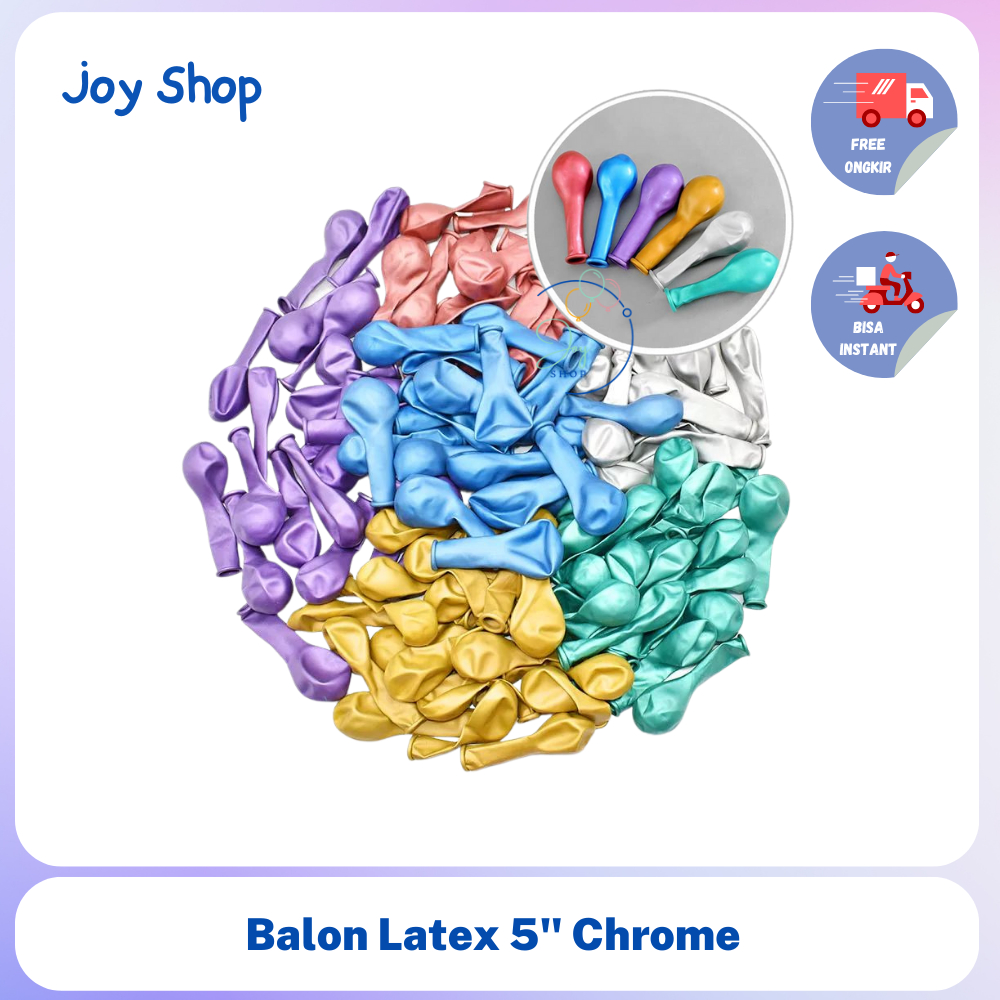 Balon Latex 5 inch metalik chrome satuan / 5" balloon metalic krom isi balon bouquet pvc