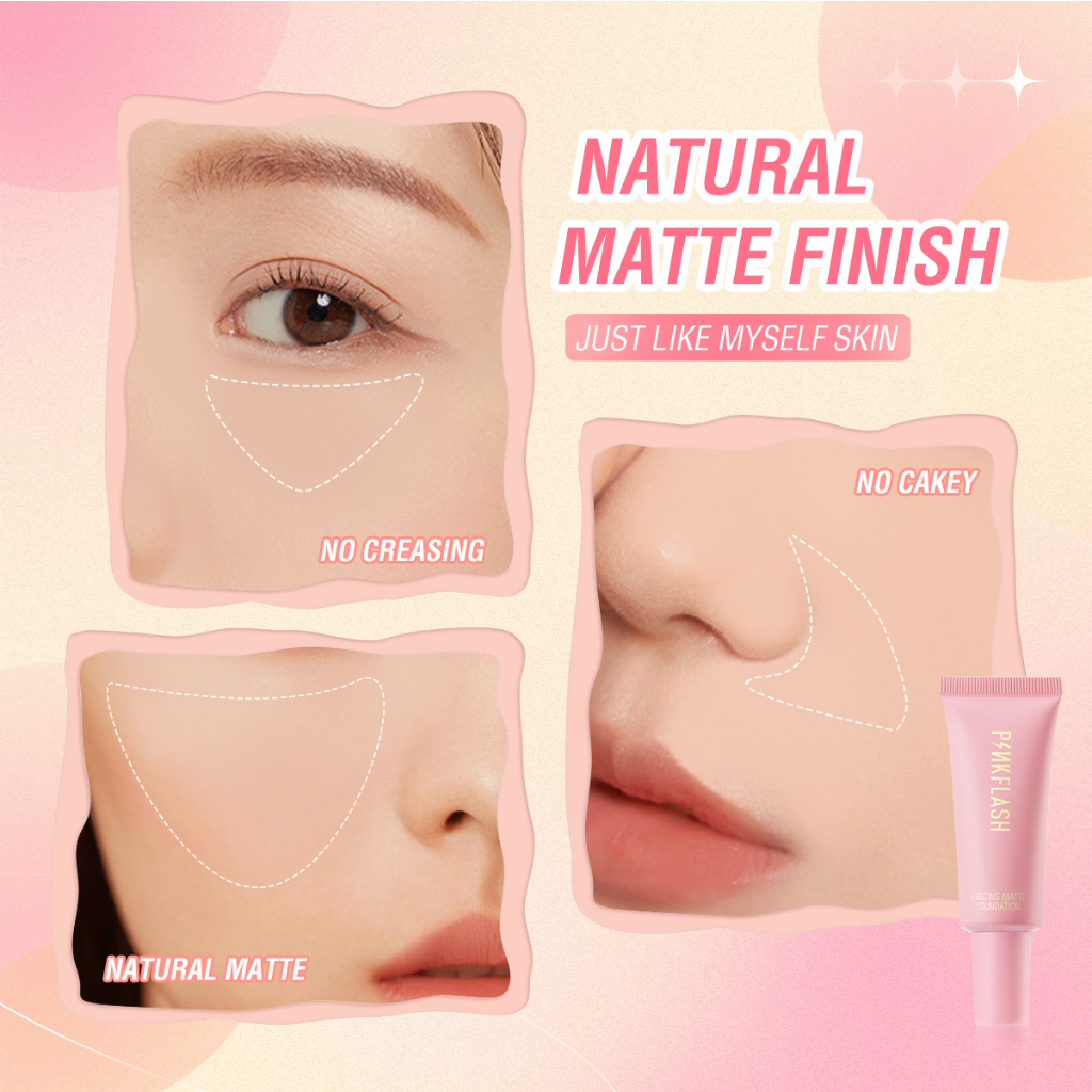 PINKFLASH 3 Pcs Face Makeup Set Matte Oil Control Foundation Full Coverage Concealer  Hydrating Setting Spray Matte Finish Long Lasting