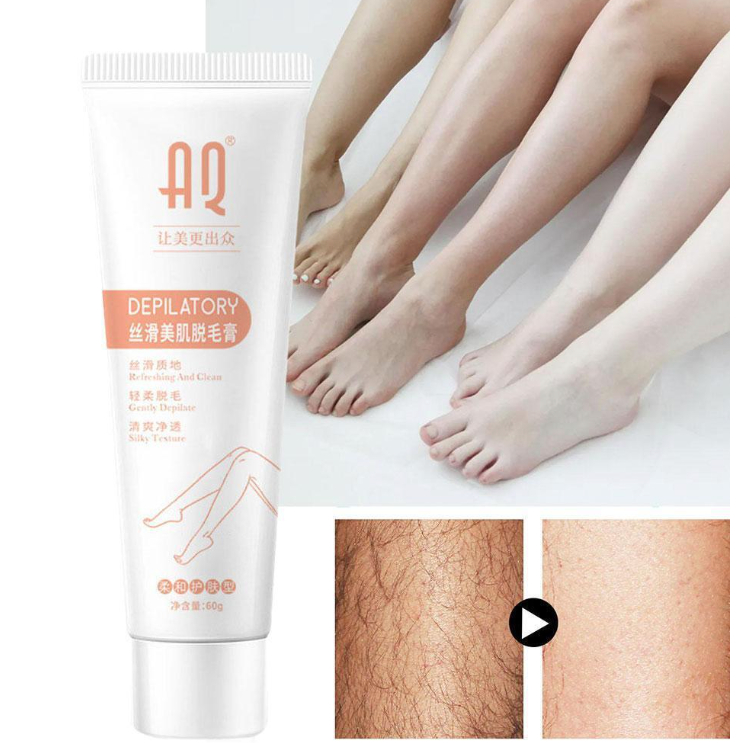 AQ HAIR REMOVAL AND DEPILATORY KRIM PENGHILANG BULU LEMBUT UNTUK TUBUH DAN KAKI 60 GRAM