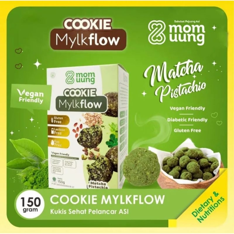 Mylkflow Mom Uung Classic choco Matcha Pistacio Vegan Friendly Kue Camilan Ibu Menyusui