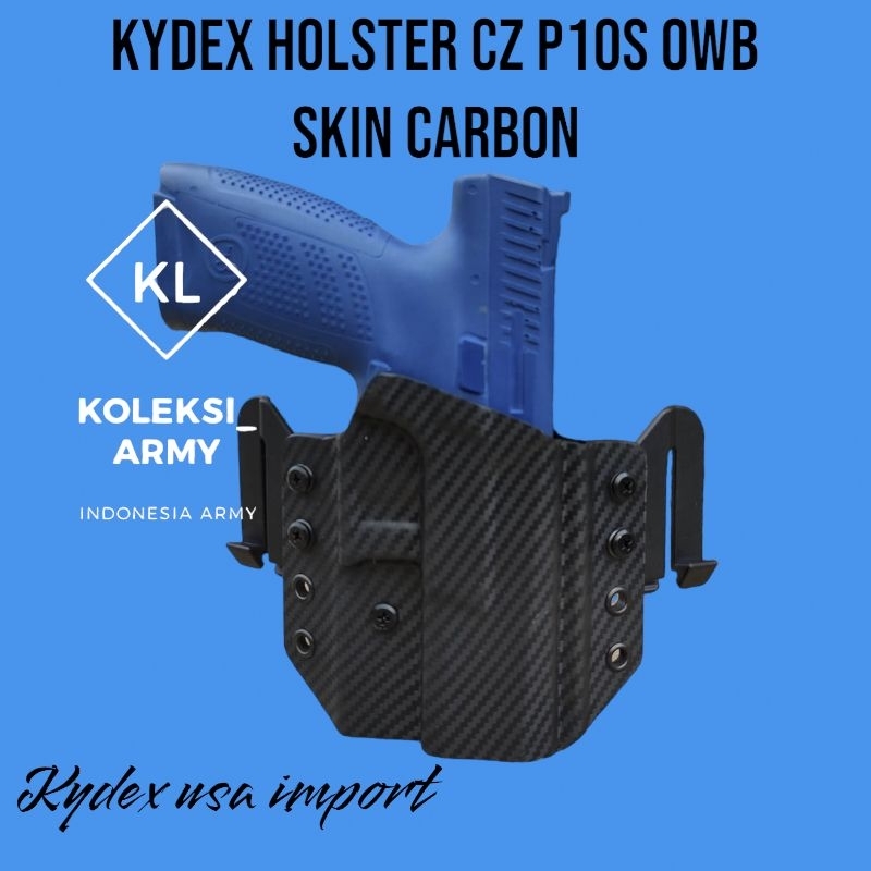 Kydex Holster CZ p10 S OWB Skin Carbon Sarung CZ P10S Double Klip