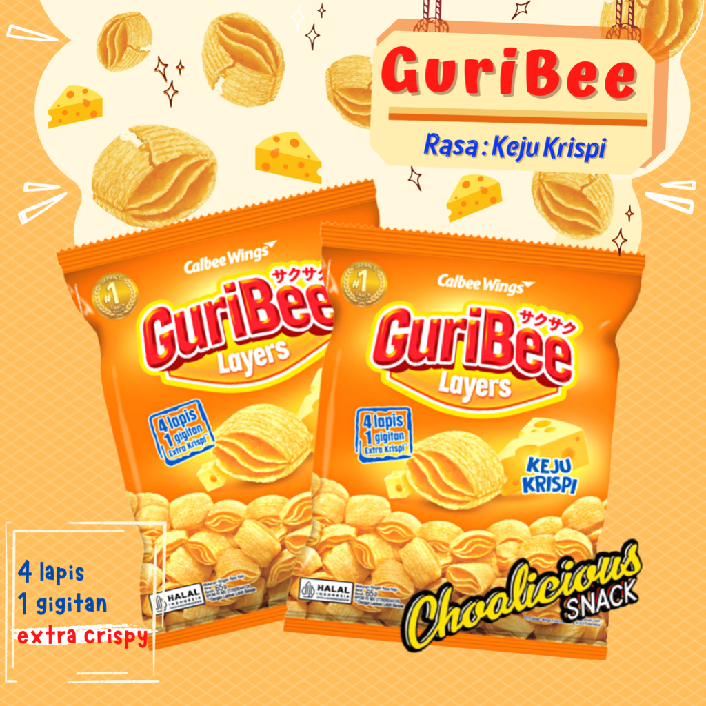 

GURIBEE Layers Rasa Keju Krispi Snack Makanan Ringan 65 gram