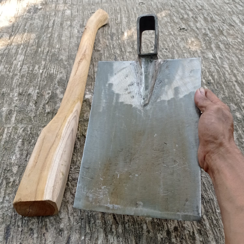 2 IN 1 Cangkul Blitar Original No 1 Super Besar Jumbo Dan Gagang - Pacul Baja Putih Tahan Karat Supe