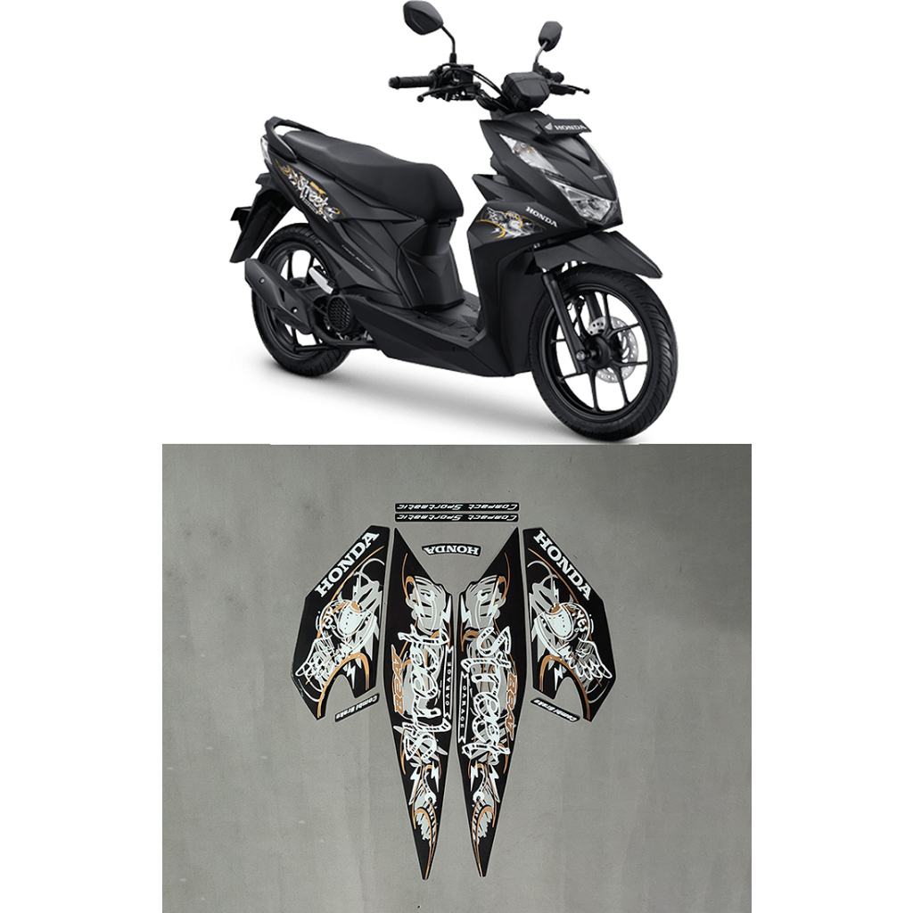 STIKER STRIPING & LIS BODY MOTOR BEAT STREET 2021 HITAM