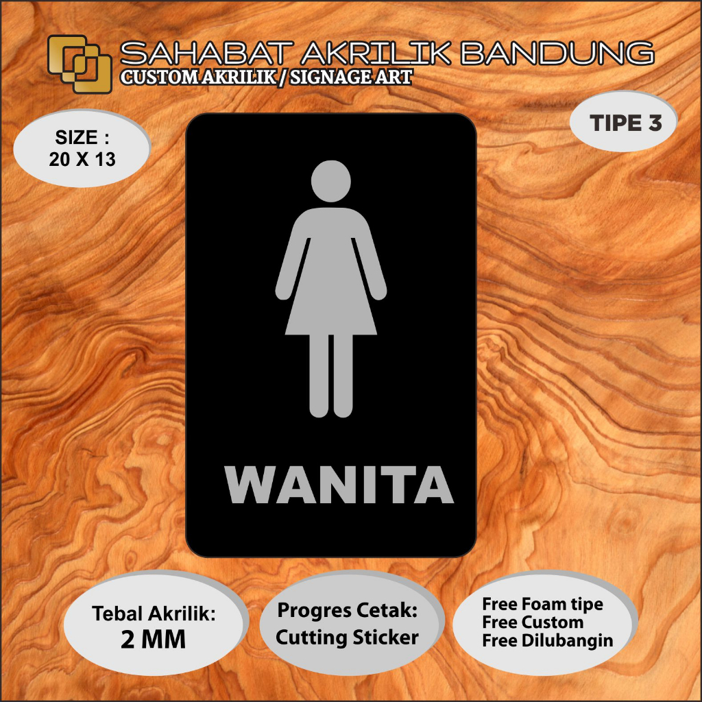

AKRILIK SIGN ACRILYC TOILET WANITA TIPE 3