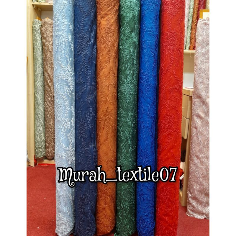 Kain Tile Tulle Bordir pinggiran/Bahan kebaya harga per 0,5m