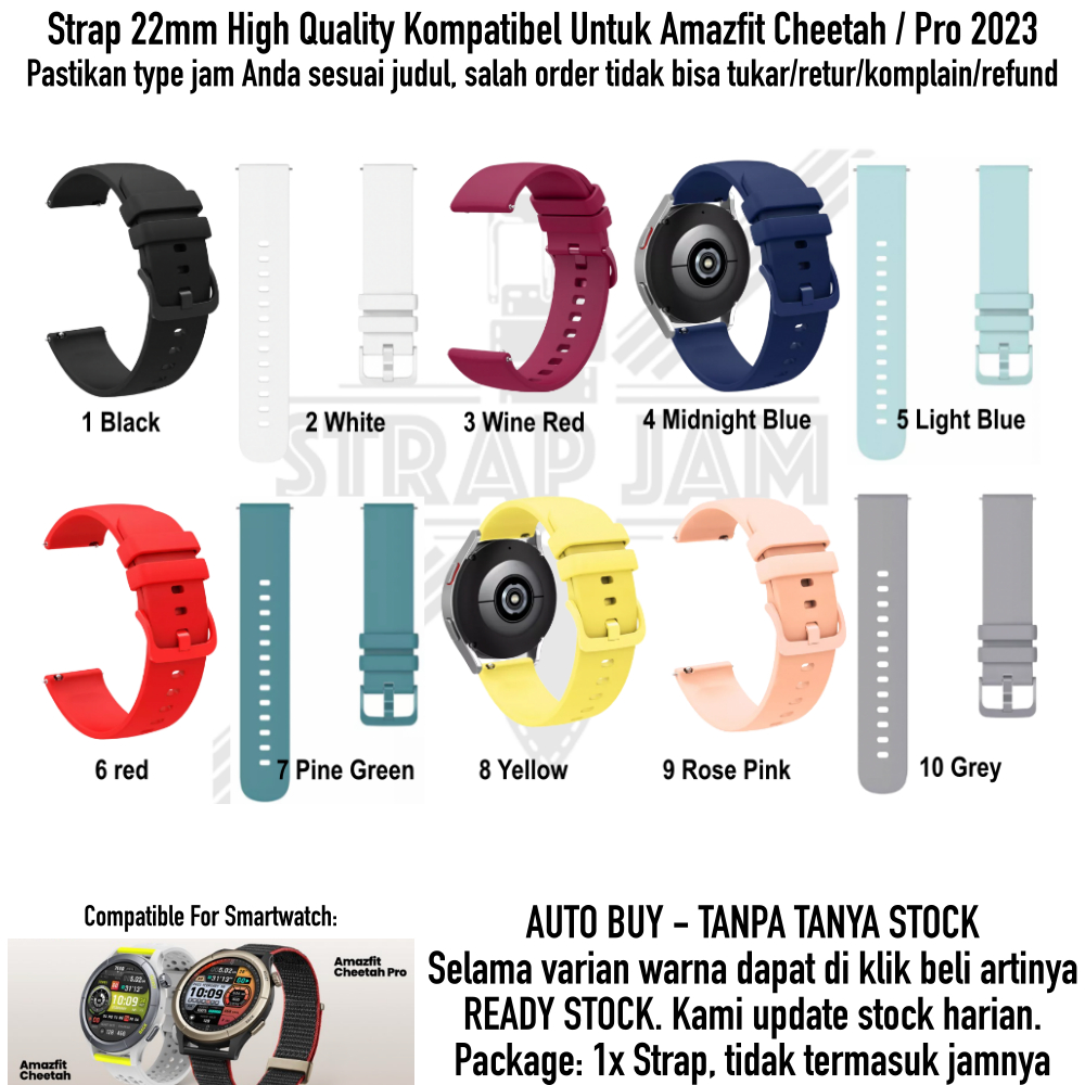 PWK 22mm Tali Jam Tangan Amazfit Cheetah / Pro 2023 - Strap Silikon Rubber Nyaman
