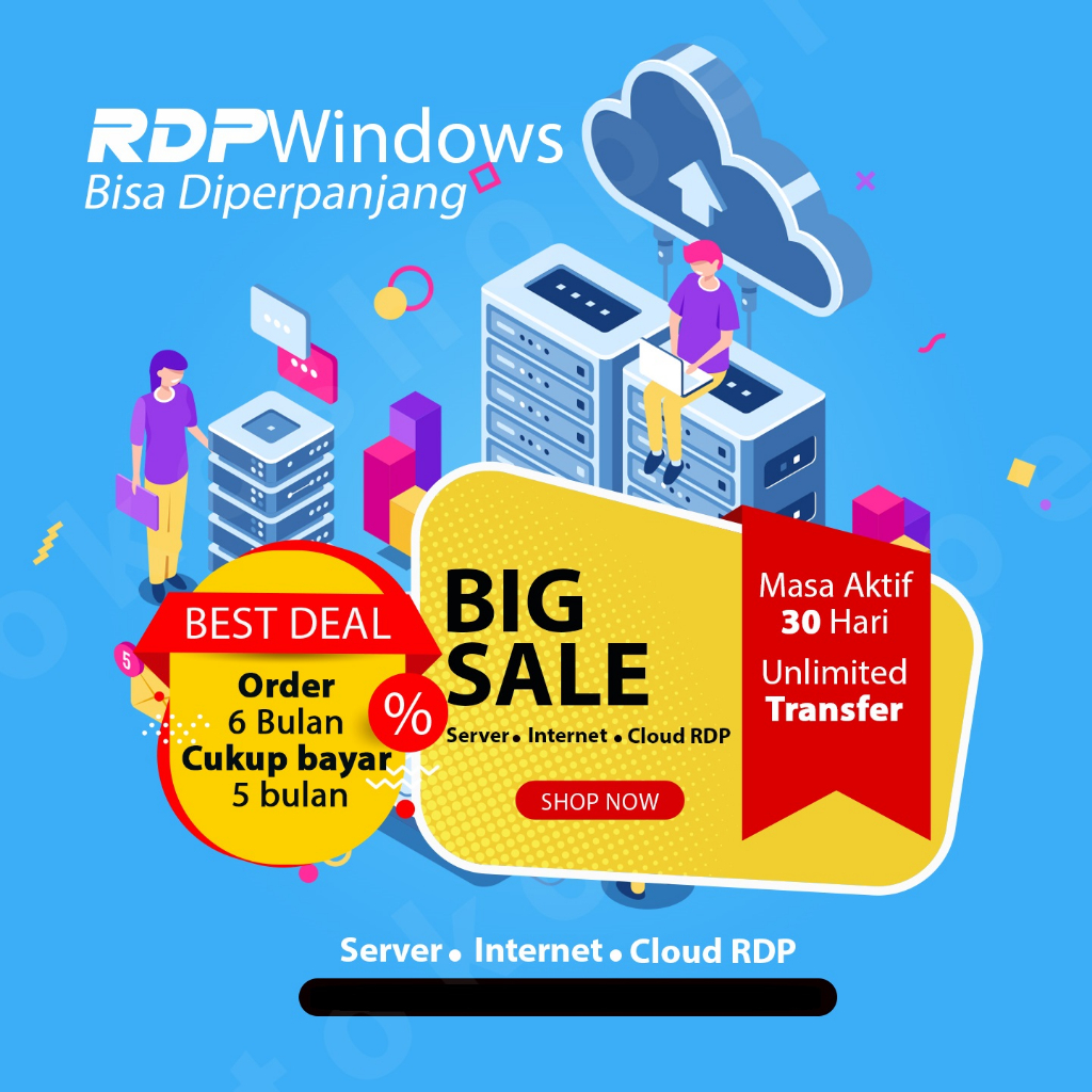 VPS / RDP CPU 4 Core 4 GB RAM Windows Linux FULL ADMIN BERGARANSI
