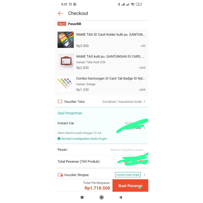 Paket Pesanan SMP Citra Berkat