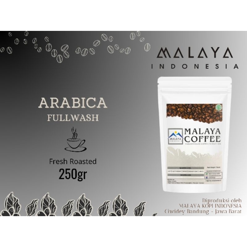 

Kopi Arabika Fullwash 250gr Ciwidey Malaya Kopi / varian grind (Biji/bubuk)