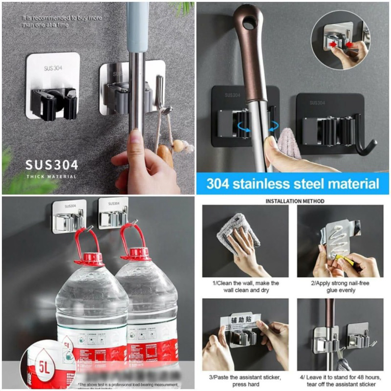 GANTUNGAN SAPU WITH HOOK STAINLESS/JEPITAN SAPU