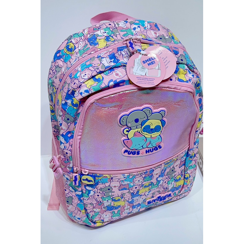 Tas Ransel Smiggle Pugs &amp; Hugs Classic Pink Attach Backpack SGL - 1000358-2#