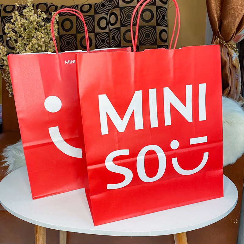 

Paper Bag Miniso Merah Original New Paperbag Mall Ori Store