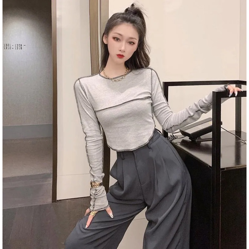 BLOUSE KOREA - BLOUSE CROP - MILETIA BLOUSE