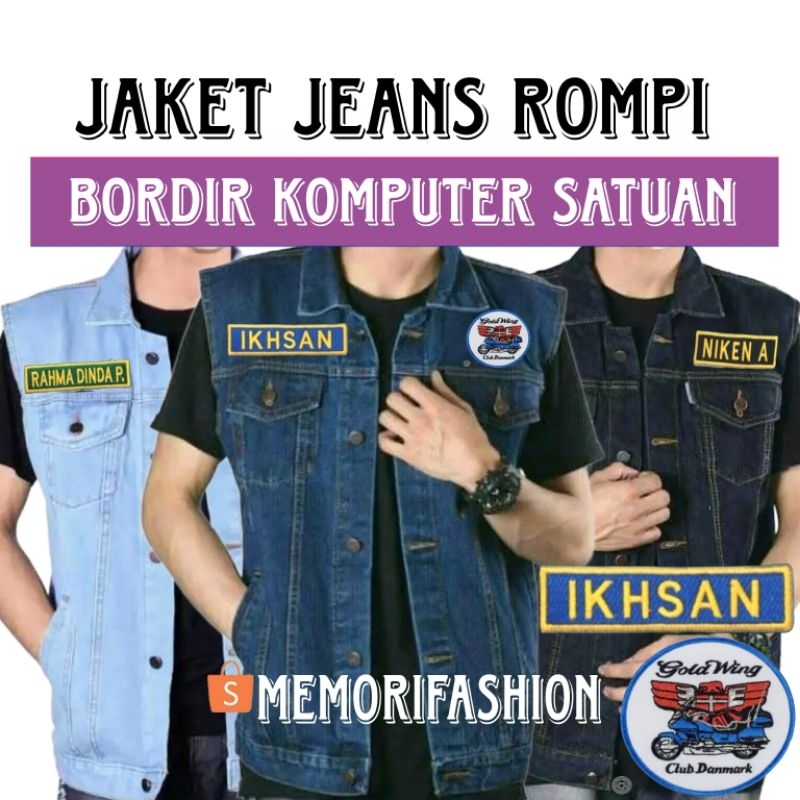 JAKET JEANS ROMPI CUSTOM BORDIR SATUAN