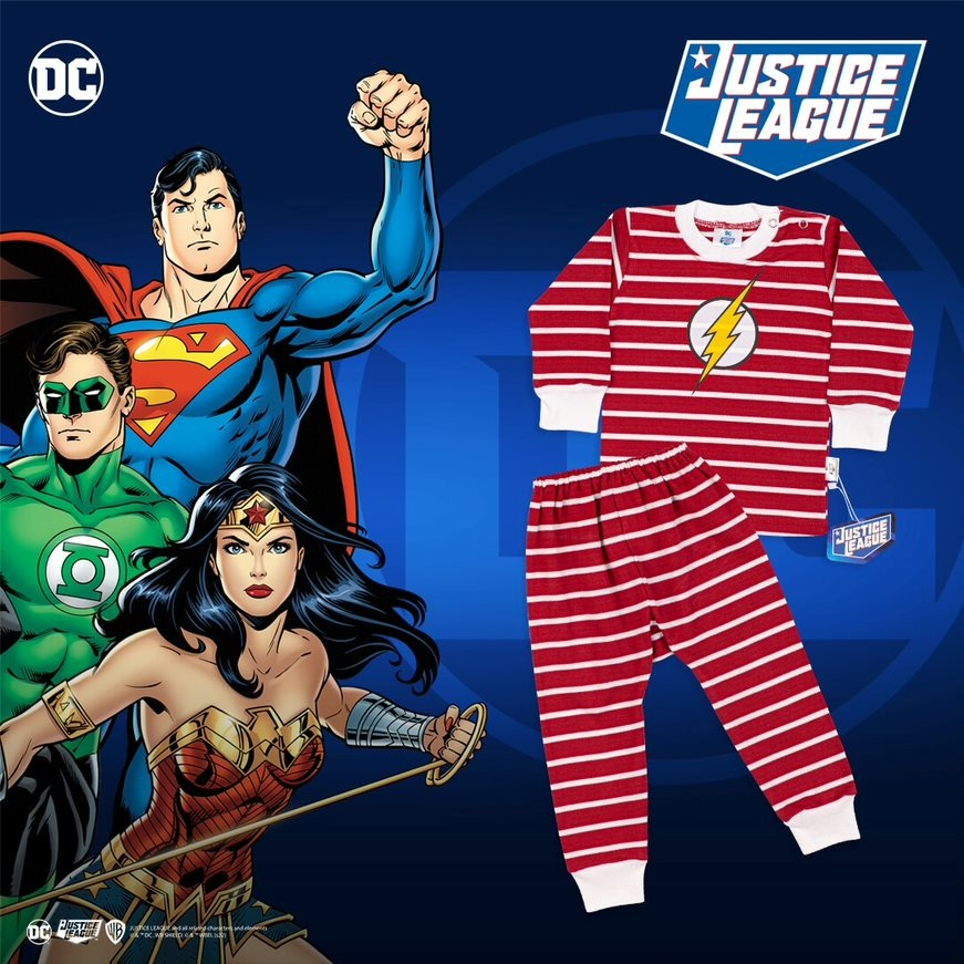 Set Oblong Panjang + Celana Panjang Bassic Justice League Size S M L XL