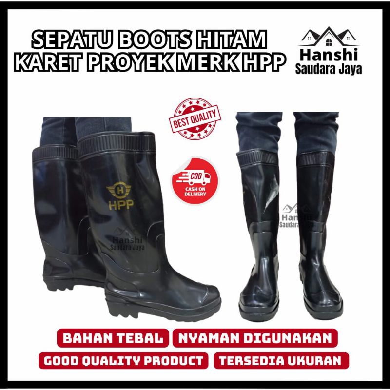 Proyek Boot Karet Sepatu Boot Karet Proyek Safety Anti Air Hitam Ukuran 39-43 Sepatu Boot Karet / Sa