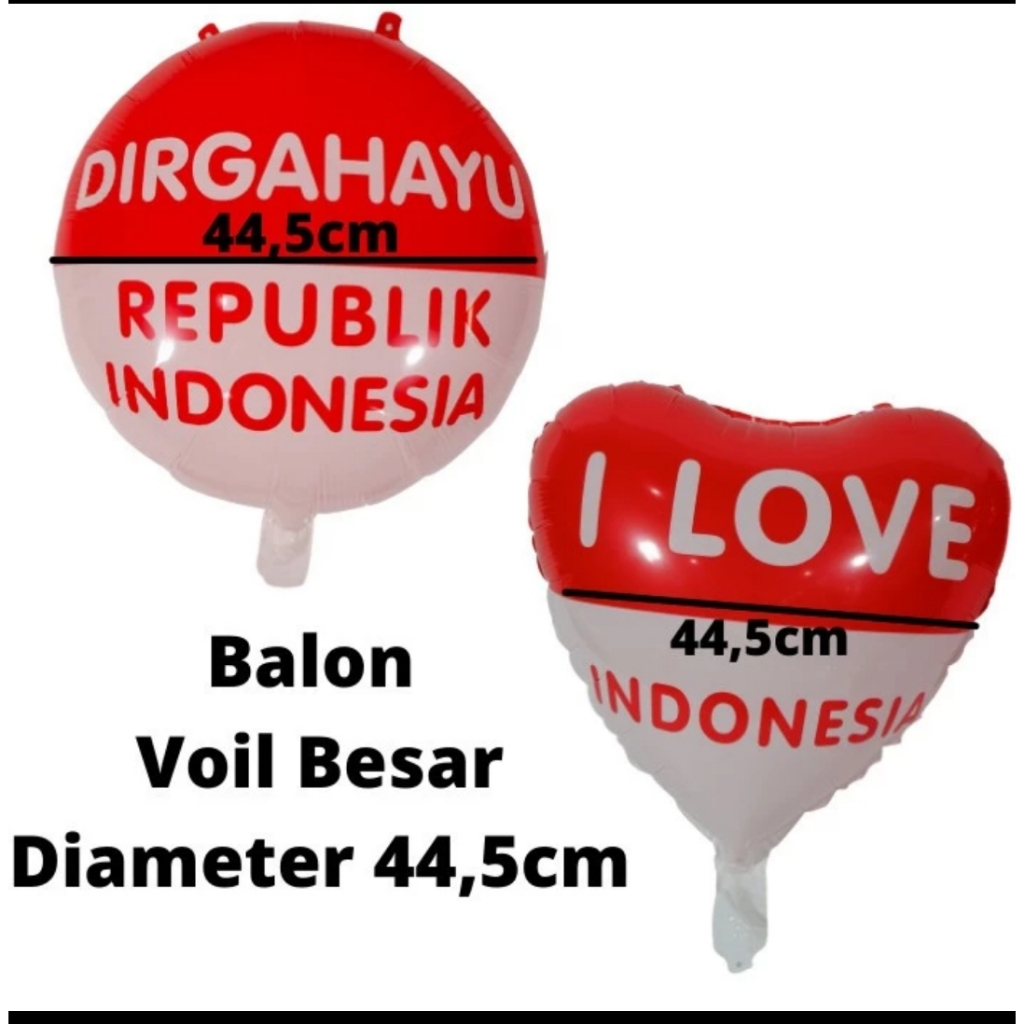 balon foil love / bulat ukuran besar / kecil hut ri dirgahayu 17 agustus kemerdekaan