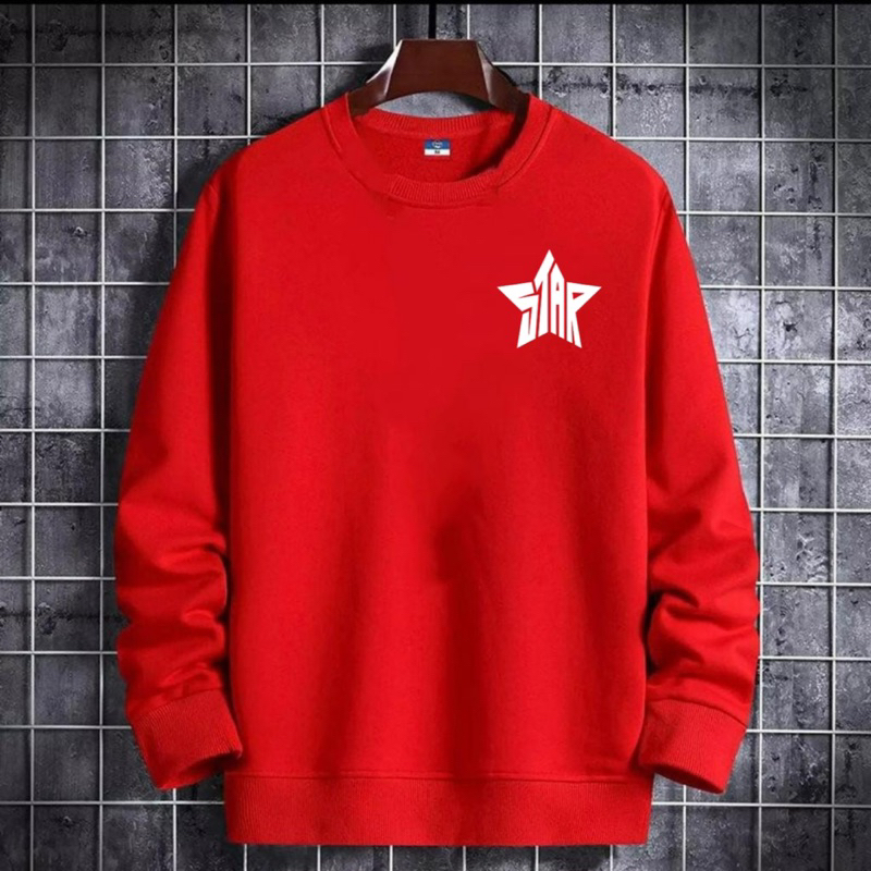 Sweater tshirt pria lengan panjang sweatshirt cowok fleece atasan laki dewasa star